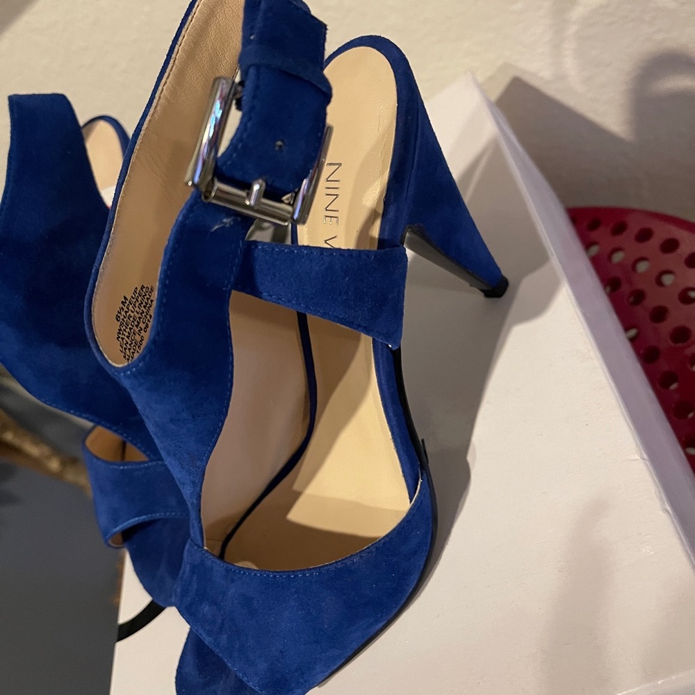 Blue suede sandals